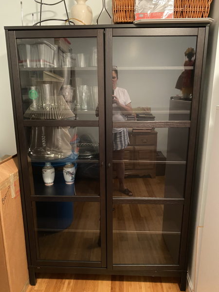 Dark Wood Curio Cabinet with Glass Doors