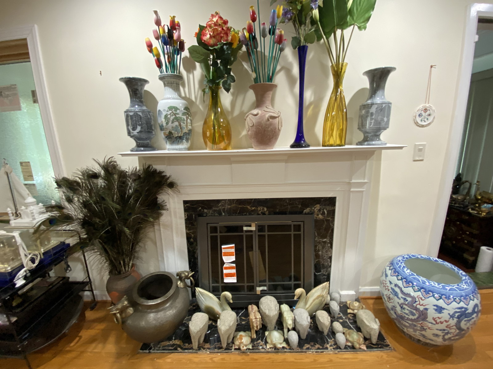 Fireplace Mantel Collection: Vases, Figurines, and Decor