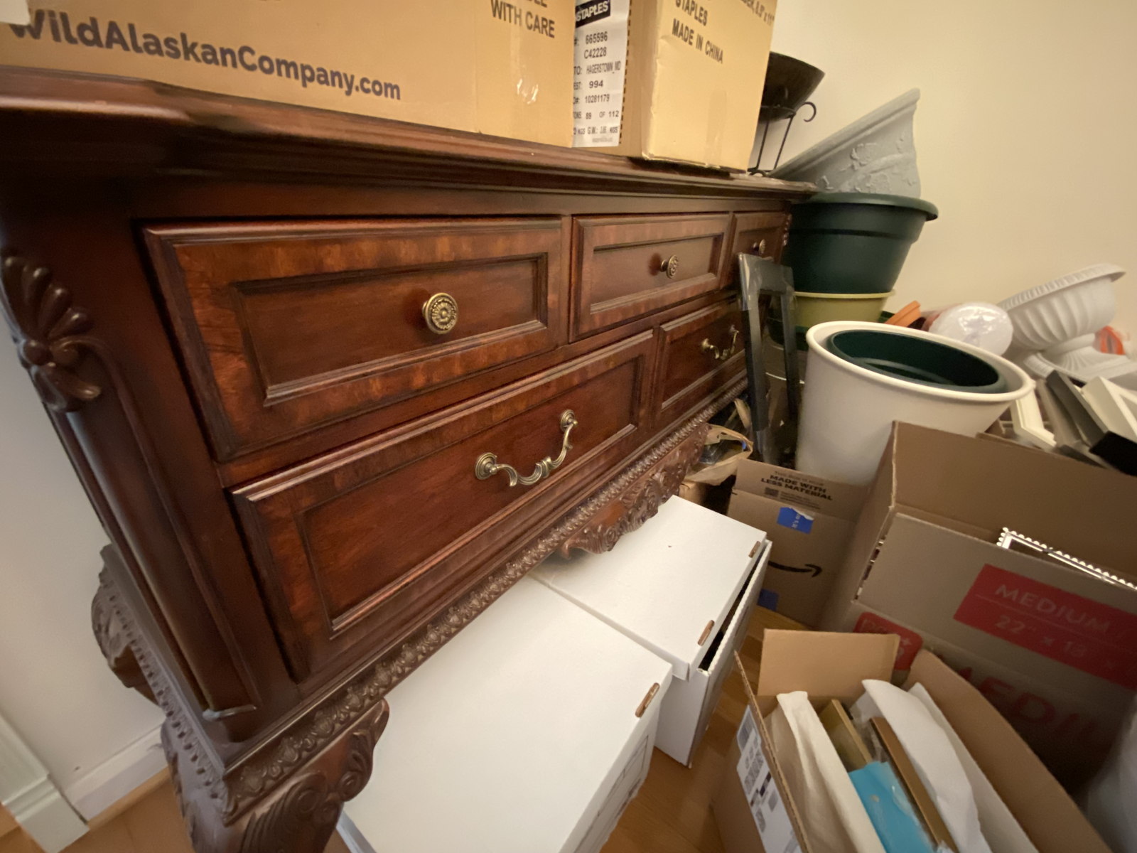 Ornate Dark Wood Dresser or Sideboard