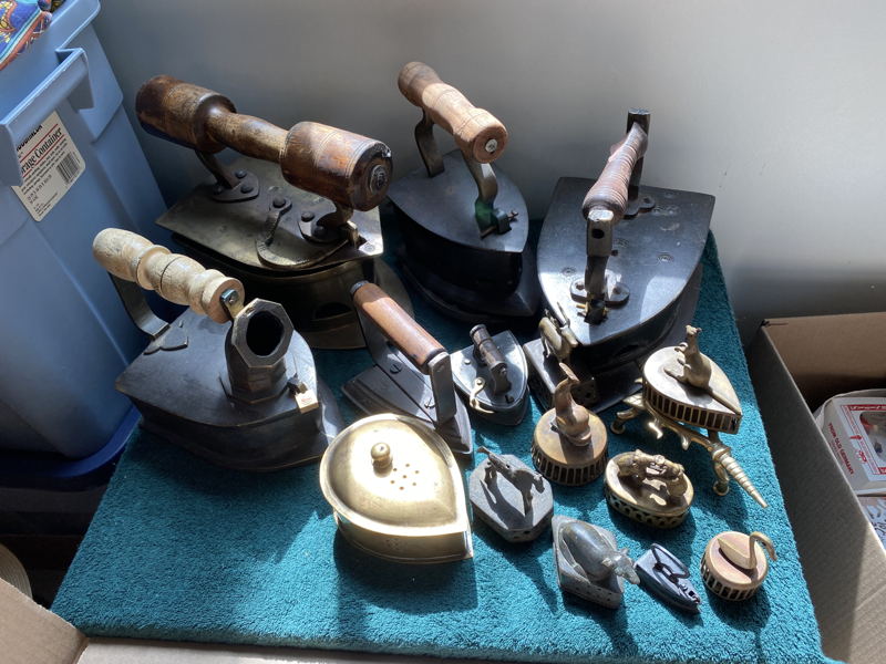 Antique Cast Iron and Brass Pressing Irons Collection