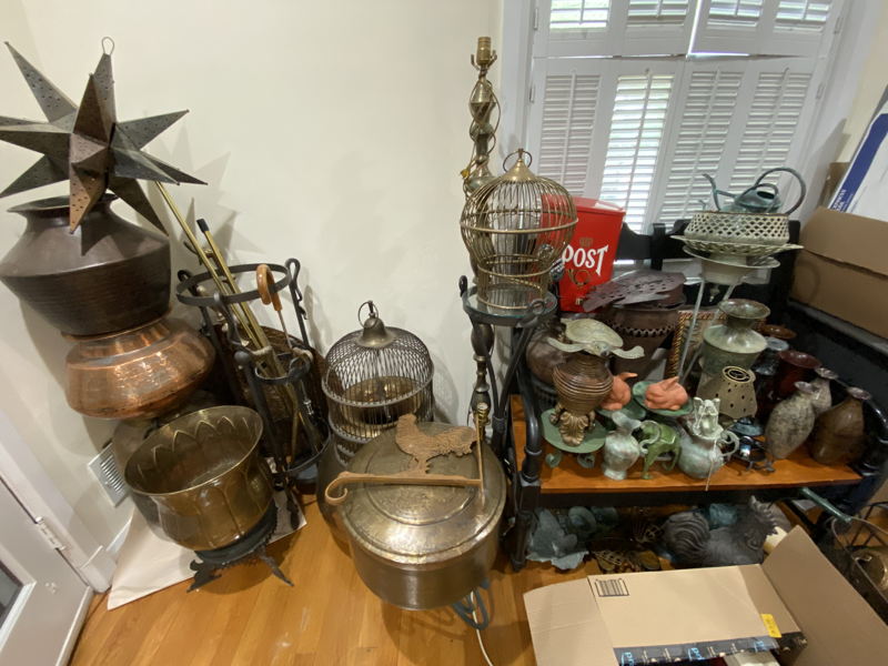Large Mixed Metal Lot: Brass, Copper, Iron Decor