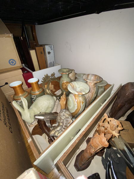 Onyx Vases, Figurines, and Decorative Lot
