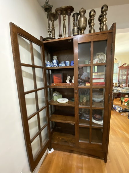 Arts & Crafts Oak Curio Cabinet with Contents