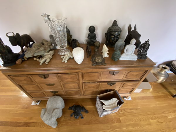 Asian Figurines Collection with Crystal Vase