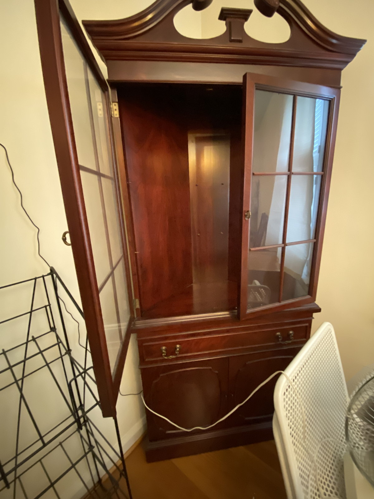 Mahogany Corner China Cabinet with Glass Doors